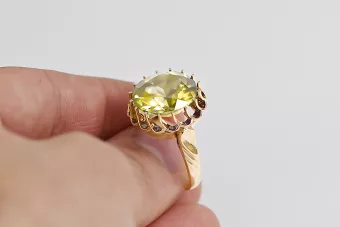 اللون الأصفر 14 كارت من الذهب الأصفر خاتم حرف يدوية فينتاج vrc035y